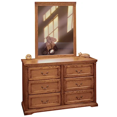 Six Drawer Dresser and Mirror